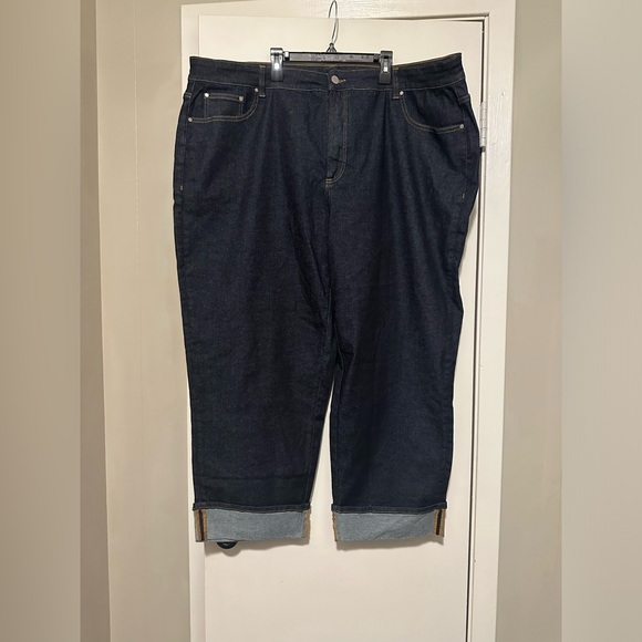 Universal Standard Stevie High Rise Cuffed Straight Jeans dark indigo size 26 - Picture 3 of 11